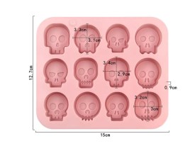 Molde silicona 12 calaveras 